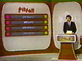 Host Trebek poses a question to the audience